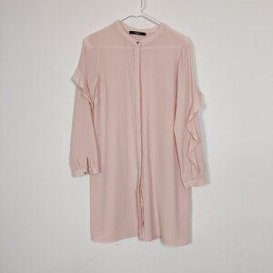 LC Waikiki Women's Button Down Tunis Shirt Size EU 36 Ruffle Feminine Romantic